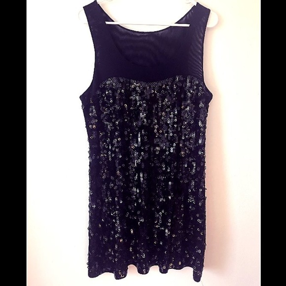 Express Black Sequin Party Dress Sz L - HOST PICK - Picture 2 of 8